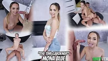play Mona أزرق في ال صغير gardener denim جينز فتاة مع صغير الثدي يحصل هو الصعب من maximo garcia حتى هو cums في على لها جذاب وجه